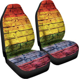LGBT Pride Rainbow Brick Wall Print Universal Fit Car Seat Covers 102422