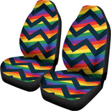 LGBT Pride Rainbow Chevron Pattern Print Universal Fit Car Seat Covers 102422