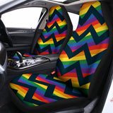 LGBT Pride Rainbow Chevron Pattern Print Universal Fit Car Seat Covers 102422