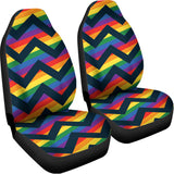 LGBT Pride Rainbow Chevron Pattern Print Universal Fit Car Seat Covers 102422