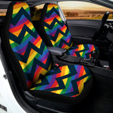 LGBT Pride Rainbow Chevron Pattern Print Universal Fit Car Seat Covers 102422