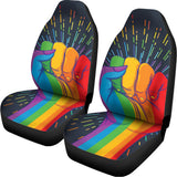 LGBT Pride Rainbow Hand Print Universal Fit Car Seat Covers 102422