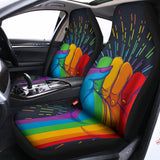 LGBT Pride Rainbow Hand Print Universal Fit Car Seat Covers 102422