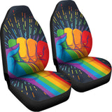 LGBT Pride Rainbow Hand Print Universal Fit Car Seat Covers 102422