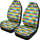 LGBT Pride Rainbow Heart Pattern Print Universal Fit Car Seat Covers 102422