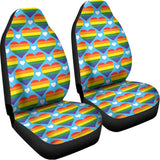 LGBT Pride Rainbow Heart Pattern Print Universal Fit Car Seat Covers 102422