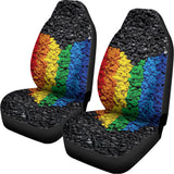 LGBT Pride Rainbow Heart Stones Print Universal Fit Car Seat Covers 102422