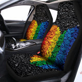 LGBT Pride Rainbow Heart Stones Print Universal Fit Car Seat Covers 102422