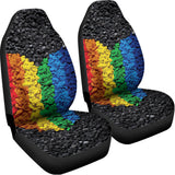 LGBT Pride Rainbow Heart Stones Print Universal Fit Car Seat Covers 102422