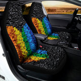 LGBT Pride Rainbow Heart Stones Print Universal Fit Car Seat Covers 102422