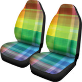 LGBT Pride Rainbow Plaid Pattern Print Universal Fit Car Seat Covers 102422