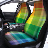 LGBT Pride Rainbow Plaid Pattern Print Universal Fit Car Seat Covers 102422