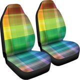LGBT Pride Rainbow Plaid Pattern Print Universal Fit Car Seat Covers 102422