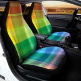LGBT Pride Rainbow Plaid Pattern Print Universal Fit Car Seat Covers 102422