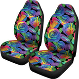 LGBT Pride Rainbow Roses Pattern Print Universal Fit Car Seat Covers 102422