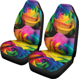 LGBT Pride Rainbow Roses Print Universal Fit Car Seat Covers 102422
