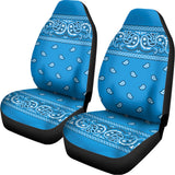 Light Blue Paisley Bandana Print Universal Fit Car Seat Covers 102422