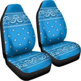 Light Blue Paisley Bandana Print Universal Fit Car Seat Covers 102422