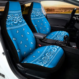 Light Blue Paisley Bandana Print Universal Fit Car Seat Covers 102422