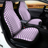 Light Purple And White Checkered Print Universal Fit Car Seat Covers 102422