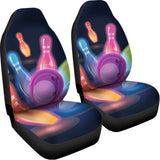 Light Up Bowling Pins Print Universal Fit Car Seat Covers 102422