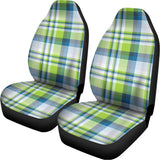 Lime And Blue Madras Plaid Print Universal Fit Car Seat Covers 102422