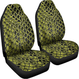 Lime Green And Black Snakeskin Print Universal Fit Car Seat Covers 102422