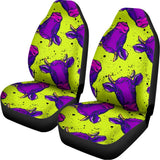 Lime Green And Purple Cow Pattern Print Universal Fit Car Seat Covers 102422