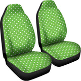Lime Green And White Polka Dot Print Universal Fit Car Seat Covers 102422