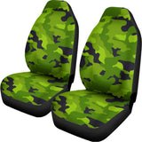 Lime Green Camouflage Print Universal Fit Car Seat Covers 102422