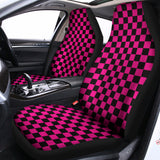 Magenta Pink And Black Checkered Print Universal Fit Car Seat Covers 102422