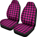 Magenta Pink And Black Houndstooth Print Universal Fit Car Seat Covers 102422