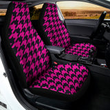 Magenta Pink And Black Houndstooth Print Universal Fit Car Seat Covers 102422