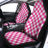 Magenta Pink And White Gingham Print Universal Fit Car Seat Covers 102422