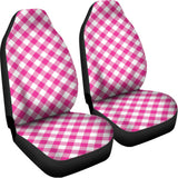 Magenta Pink And White Gingham Print Universal Fit Car Seat Covers 102422