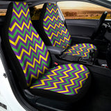 Mardi Gras Chevron Pattern Print Universal Fit Car Seat Covers 102422