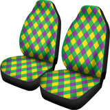 Mardi Gras Plaid Pattern Print Universal Fit Car Seat Covers 102422