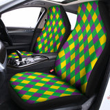 Mardi Gras Plaid Pattern Print Universal Fit Car Seat Covers 102422