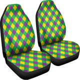 Mardi Gras Plaid Pattern Print Universal Fit Car Seat Covers 102422