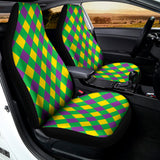 Mardi Gras Plaid Pattern Print Universal Fit Car Seat Covers 102422