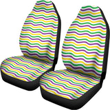 Mardi Gras Wave Pattern Print Universal Fit Car Seat Covers 102422