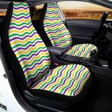 Mardi Gras Wave Pattern Print Universal Fit Car Seat Covers 102422