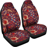 Maroon Vintage Bohemian Floral Print Universal Fit Car Seat Covers 102422