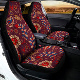 Maroon Vintage Bohemian Floral Print Universal Fit Car Seat Covers 102422