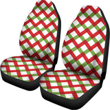 Merry Christmas Checkered Pattern Print Universal Fit Car Seat Covers 102422