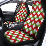 Merry Christmas Checkered Pattern Print Universal Fit Car Seat Covers 102422
