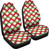 Merry Christmas Checkered Pattern Print Universal Fit Car Seat Covers 102422