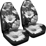 Monochrome Daisy Flower Print Universal Fit Car Seat Covers 102422