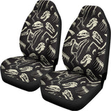 Monochrome Dinosaur Fossil Pattern Print Universal Fit Car Seat Covers 102422