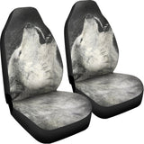 Monochrome Howling Wolf Print Universal Fit Car Seat Covers 102422